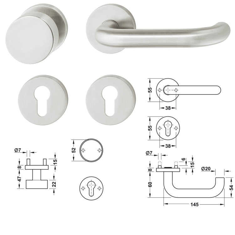 Startec PDH4102 Edelstahl Rosettenwechselgarnitur rechts